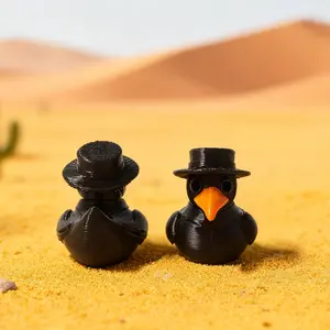 1pc 3D Printed Death Plague Doctor Duck Figurine, Halloween Gothic Fun Desktop Decoration, Retro Theme Decorative Statue, Collectible Figurines