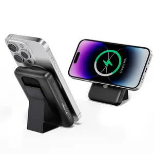 10000mAh Magnetic Wireless Charging Power Bank, Wireless Battery Pack, Usb Portable Power, with Folding Stand, PD3.0 QC4.0 22.5W Fast Charging, Portable Mobile Phone Charger for iPhone, Galaxy, Foldable Power Bank