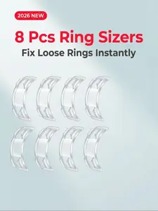 New Ring Size Adjuster Set, Fits Loose Rings, 8 Pieces, 8 Sizes, Unisex Invisible Ring Protector, Includes Polishing Cloth
