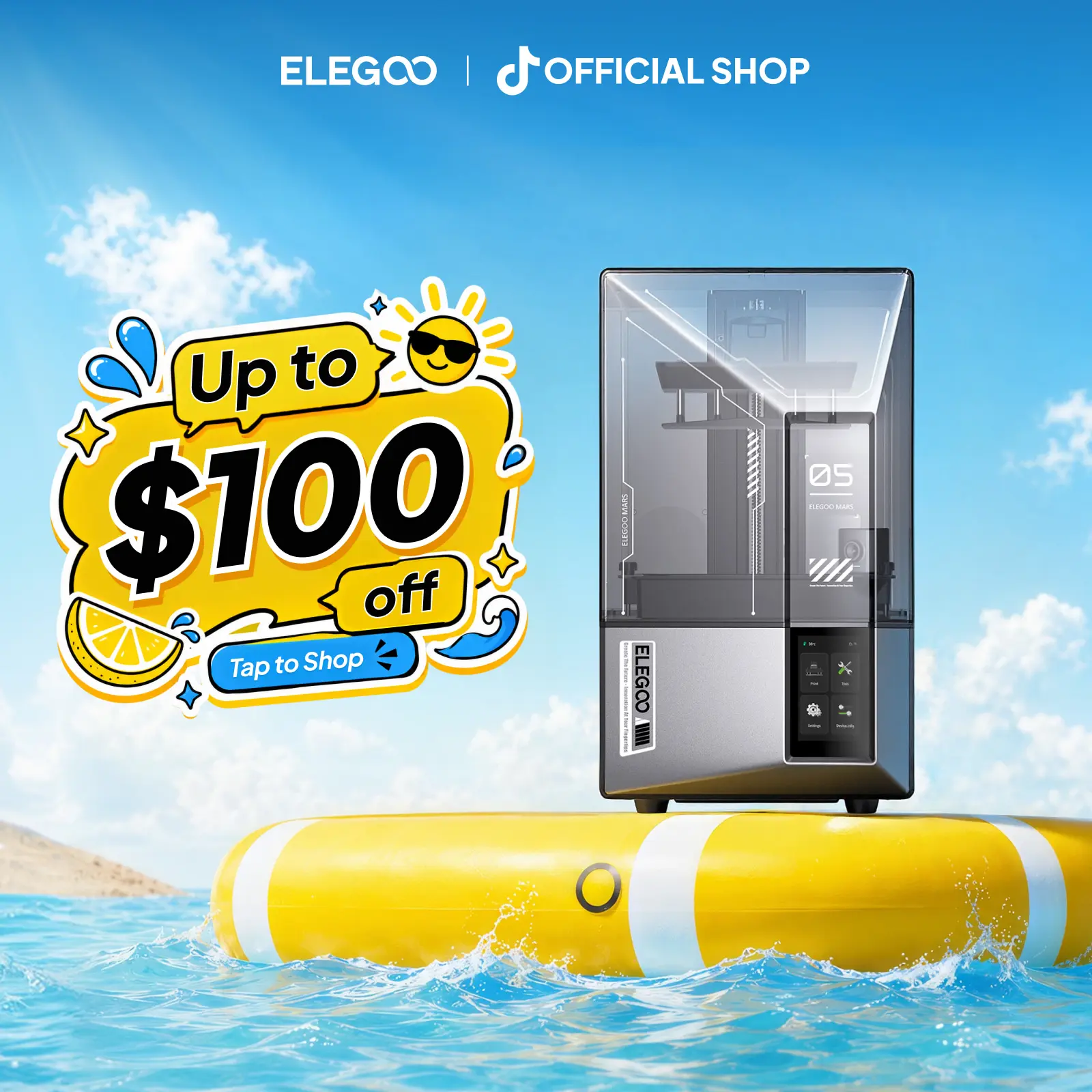 ELEGOO Mars 5 Ultra Resin 3D Printer with 7" 9K Mono LCD, 150mm/h High Speed Printing, Smart Automatic Leveling, Intelligent Detection, WiFi-Transfer, Printing Size of 6.04 × 3.06 × 6.49 inch