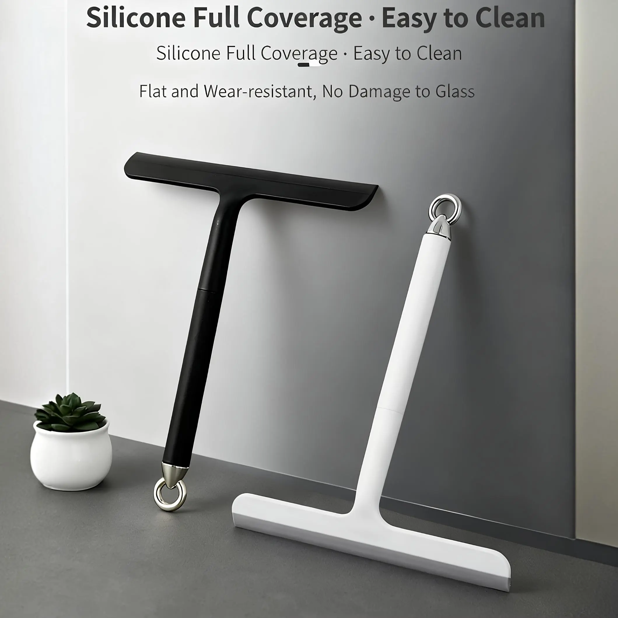 Durable Plastic Body Glass Squeegee Cleaner with Scraper Blade, Comfortable Handle, Hanging Hook for Space-Saving Storage, Multipurpose Home Care Tool for Bathrooms-Kitchens, Handle Squeegee (No Redundancies Included)