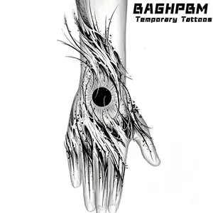 BAGHPBM Black Flame Dark-Style Fake Temporary Tattoos, Custom Designs for Hands and Backs of Hands, Suitable for Adults, Fake Tattoos