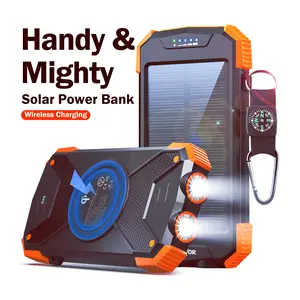 BLAVOR Solar Charger Power Bank, Portable Wireless Charger with 20W Fast Charging, USB-C Function, Dual Flashlight for Camping