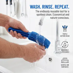 1 Piece Solid Color Non-slip Durable Thick Cleaning Cloth, Thickened Cleaning Cloth, Microfiber Cleaning Rags, Microfiber Cleaning Towels, Detachable Air Conditioner Vent Gap Dust Brush, Household Cleaning Supplies-MM1