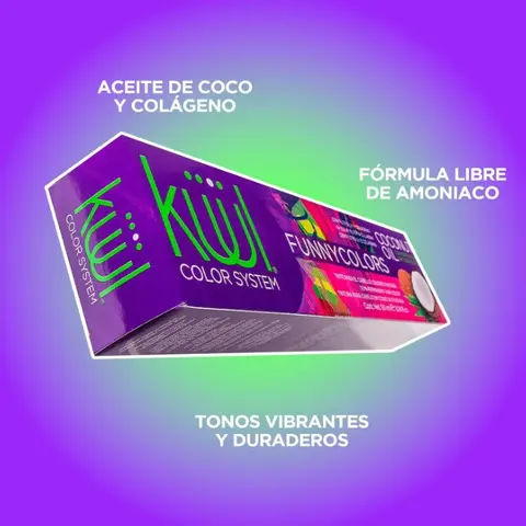 Kuu Color System Funny Temporary No Bleach Hair Dye - 3.04 Fl Oz Tube with Storage, Ammonia-Free, Coconut Oil & Collagen, Gentle Dye-Safe Semi-Permanent Colorant for Youth Fine Hair Styling, 24-Month Shelf Life Haircare Product, Hair Semi-Permanent Color
