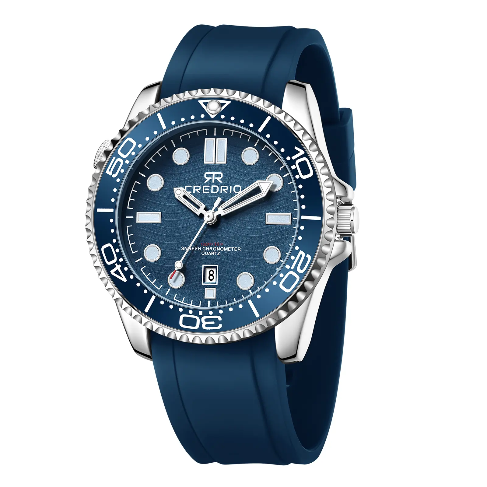 Mens Watches Waterproof Rubber Band Watch for Men Luminous Hands and Markers Date Display Wrist Watch