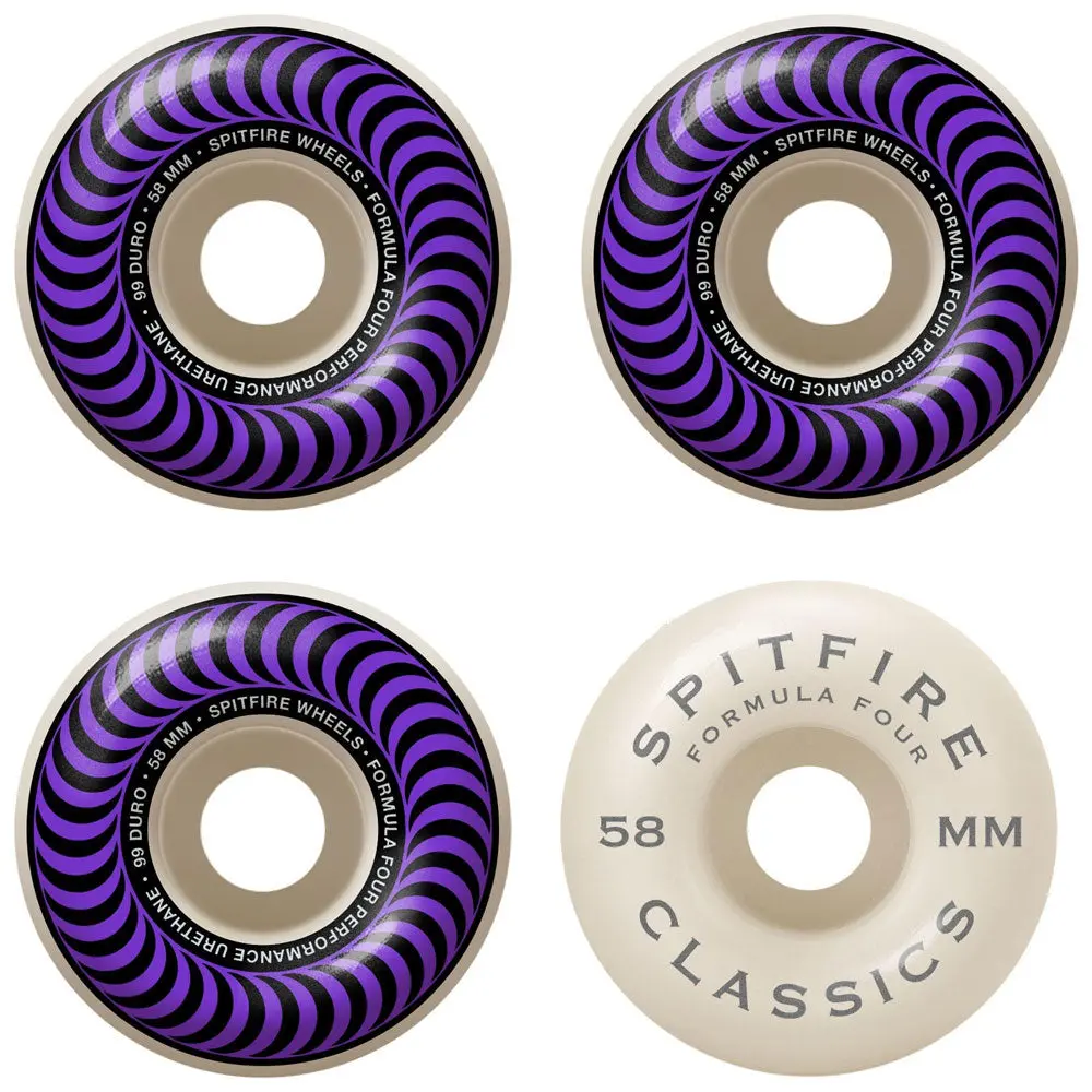 Spitfire Wheels F4 Classics 99A Purple/White 58mm