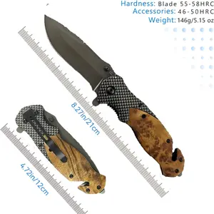 Rescue-Ready EDC Tactical Knife - Razor-Sharp Folding Multitool with Glass Breaker & Seatbelt Cutter | Ultimate Outdoor Survival Gadget for Hunting/Camping | Cool Stuff Gift for Adventurous Dads