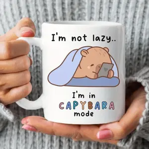 Charming Capybara Coffee Mug Featuring Cute Capybara Face and Ears Perfect for Capybara Enthusiasts Ideal for Holidays and Celebrations