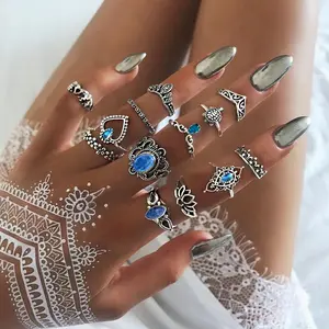 Crown Starry Sky 13-Piece Set Ring Jewelry Fashion Ring Wedding Banquet Seaside Party Accessories Women's Special Occasion Accessories