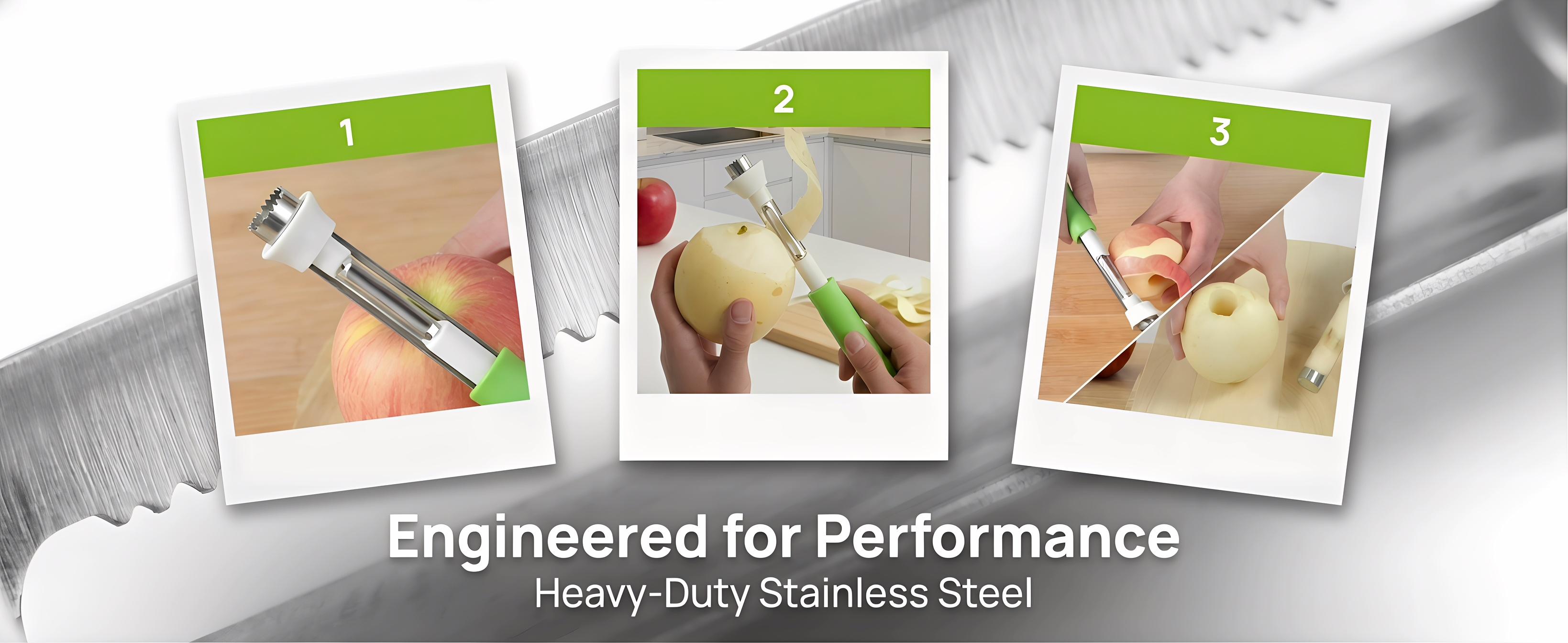 Food grade stainless steel 2-in-1 fruit corer and peeler, used as a telescopic corer for fruits such as apples and pears