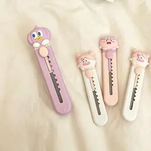 Cute Cartoon Mini Box Opener Tool, Retractable Pocket-Sized Letter Opener for Daily Unboxing, Portable Handheld Utility Tool for Packaging Tape and DIY Crafts