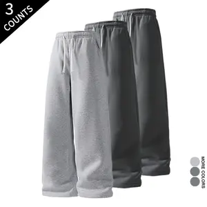 3 Pack Ultra-Comfy Men's Sweatpants - Elastic Waist Casual Pants for Daily & Gym