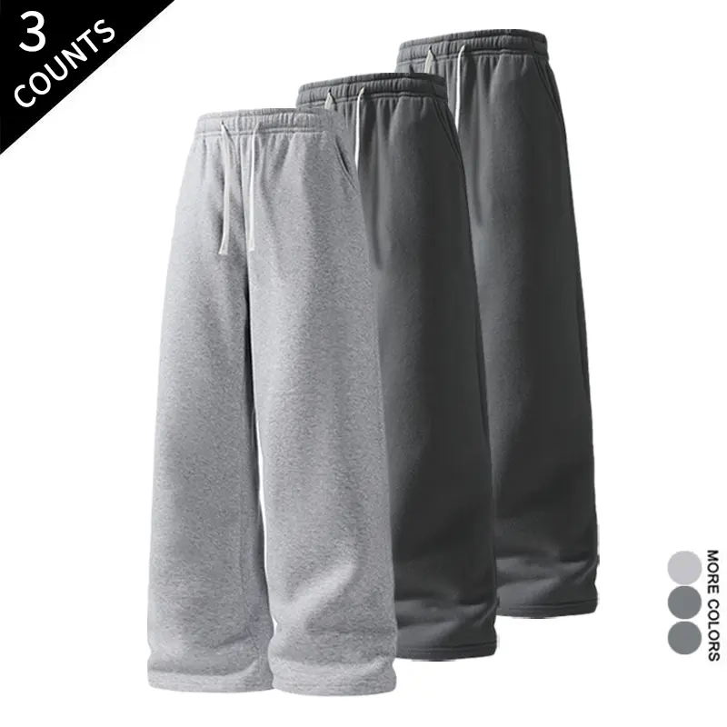 Men's 3-Pack Ultra Comfy Elastic Waist Drawstring Sweatpants, Cloud Sweatpants, Athletic Performance Pants for Daily & Gym Use, Watch Party