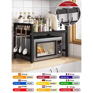 1pc Expandable 42-64cm Microwave Shelf Organizer, Moisture And Rust Proof Microwave Countertop Organizer,Tableware Storage