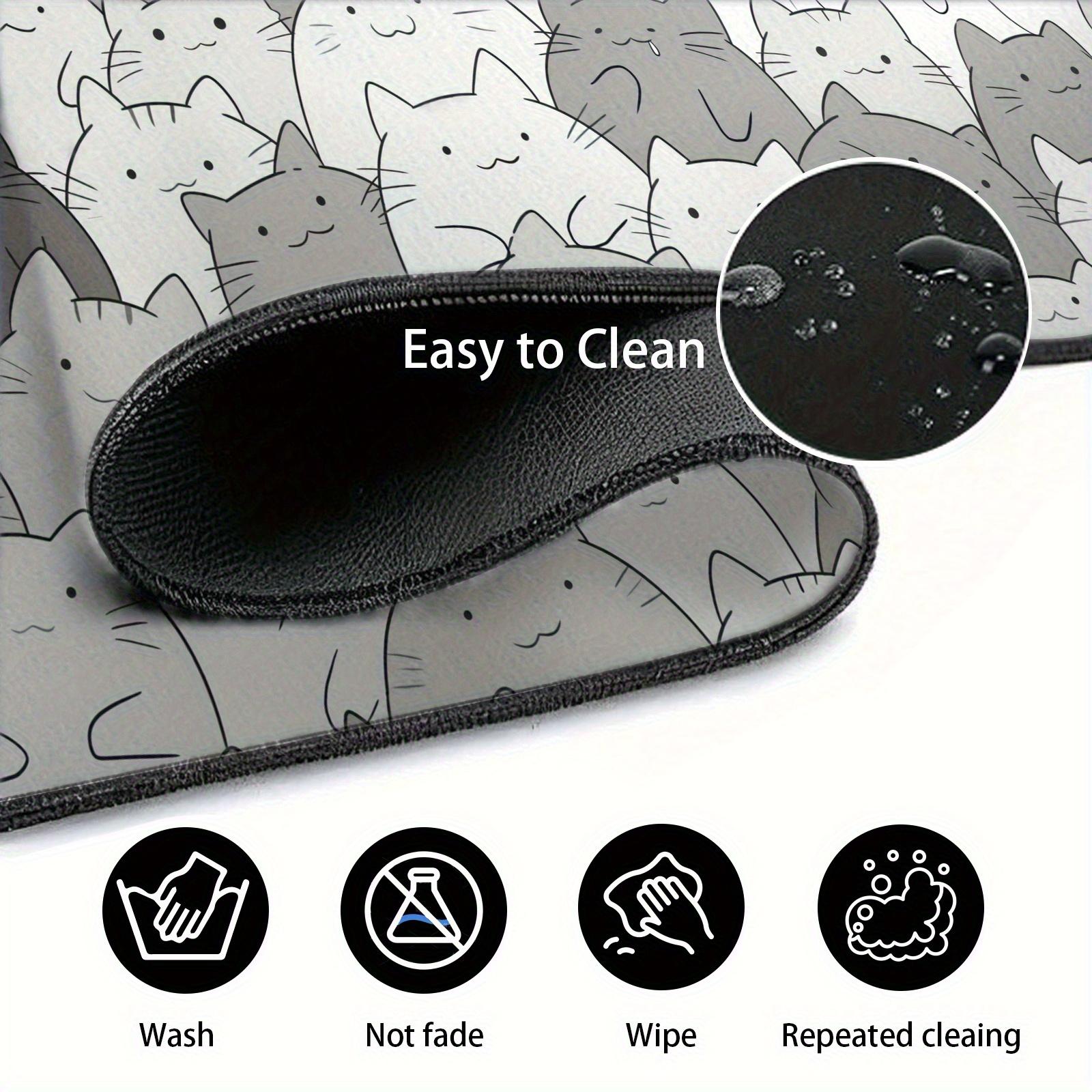 Free ExpressLarge Kawaii Cat Desk Mat& Mouse Pad- Cute Gray Cat Design with Adorable Expressions, Non-Slip Rubber Base, Ergonomic Wrist Support, Suitable for Office and Home Work Space Accessories Multi-function mouse pad