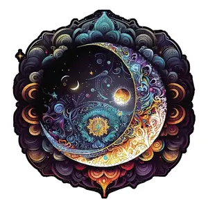 Moon and Sun Wooden Puzzle for Jigsaw lover, Uniquely Irregular Animal Shape Puzzle Wooden Toys, Christmas Birthday Gift with Beautiful Package Home Decor Family Game Jigsaw Puzzles