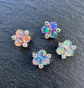 Titanium Opal Studs Earrings • Conch • Tragus • Helix • Rook • Cartilage Studs • Flat Back Earrings • Tiny Studs  • Women Earrings