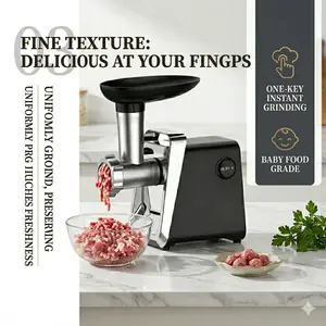 Electric Meat Grinder, 1-in-1 Heavy Duty Stainless Steel Meat Mincer with Sausage Stuffer & Kubbe Attachments, One-Button Control, Easy Clean, Perfect for Home Kitchen, Burger, Sausage Making