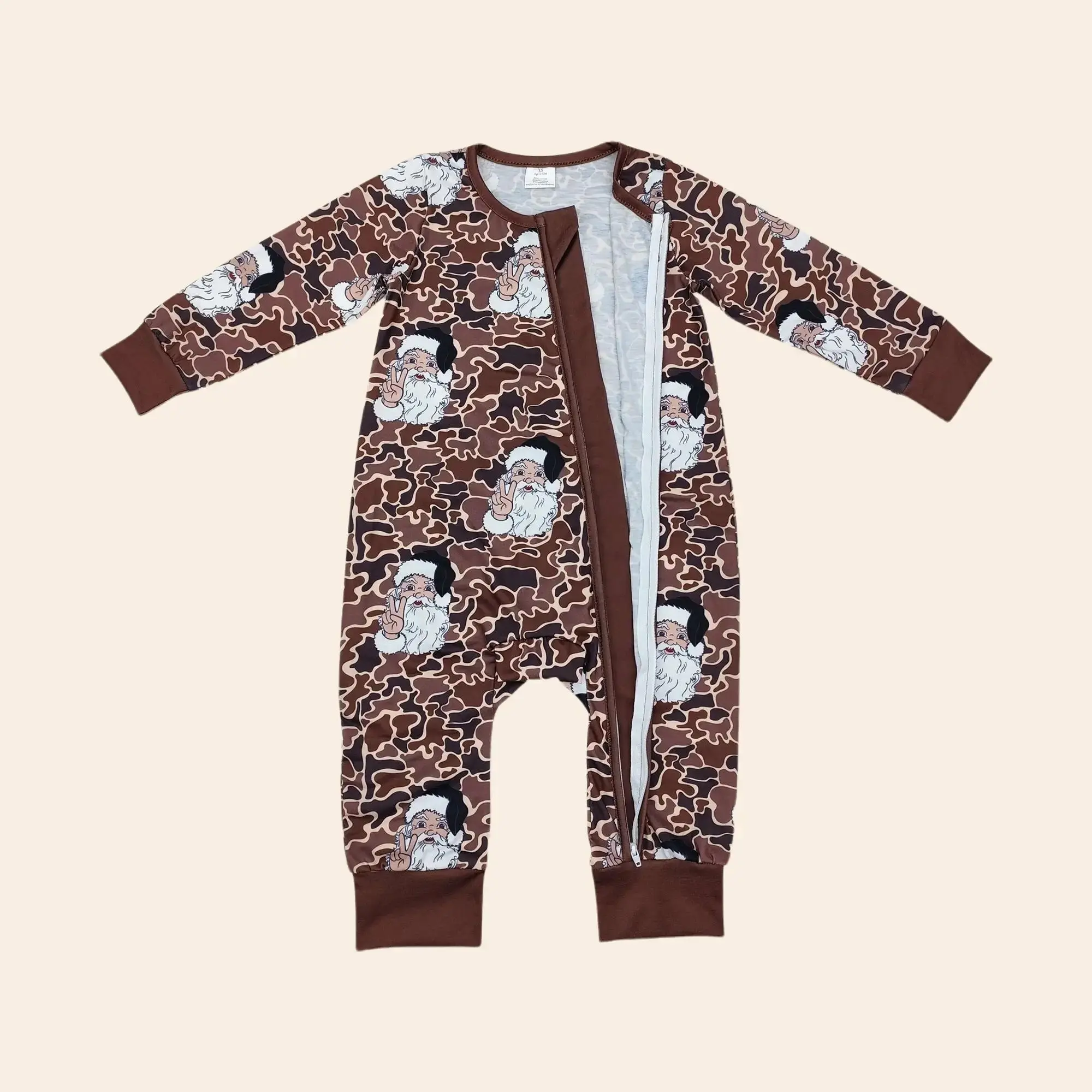 Baby Boy Camo Santa Zip Romper, UWH Newborn Christmas Bodysuit, Baby Shower Gift, Newborn Boy Outfits, Baby Boy Clothes, Newborn Outfits