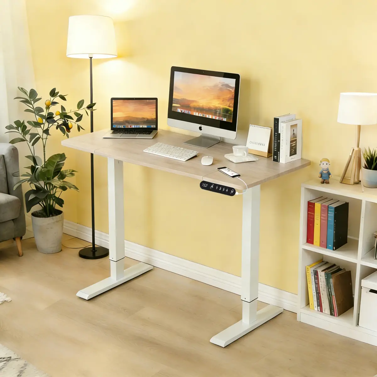 Oak+ 48" desktop+USB charging port