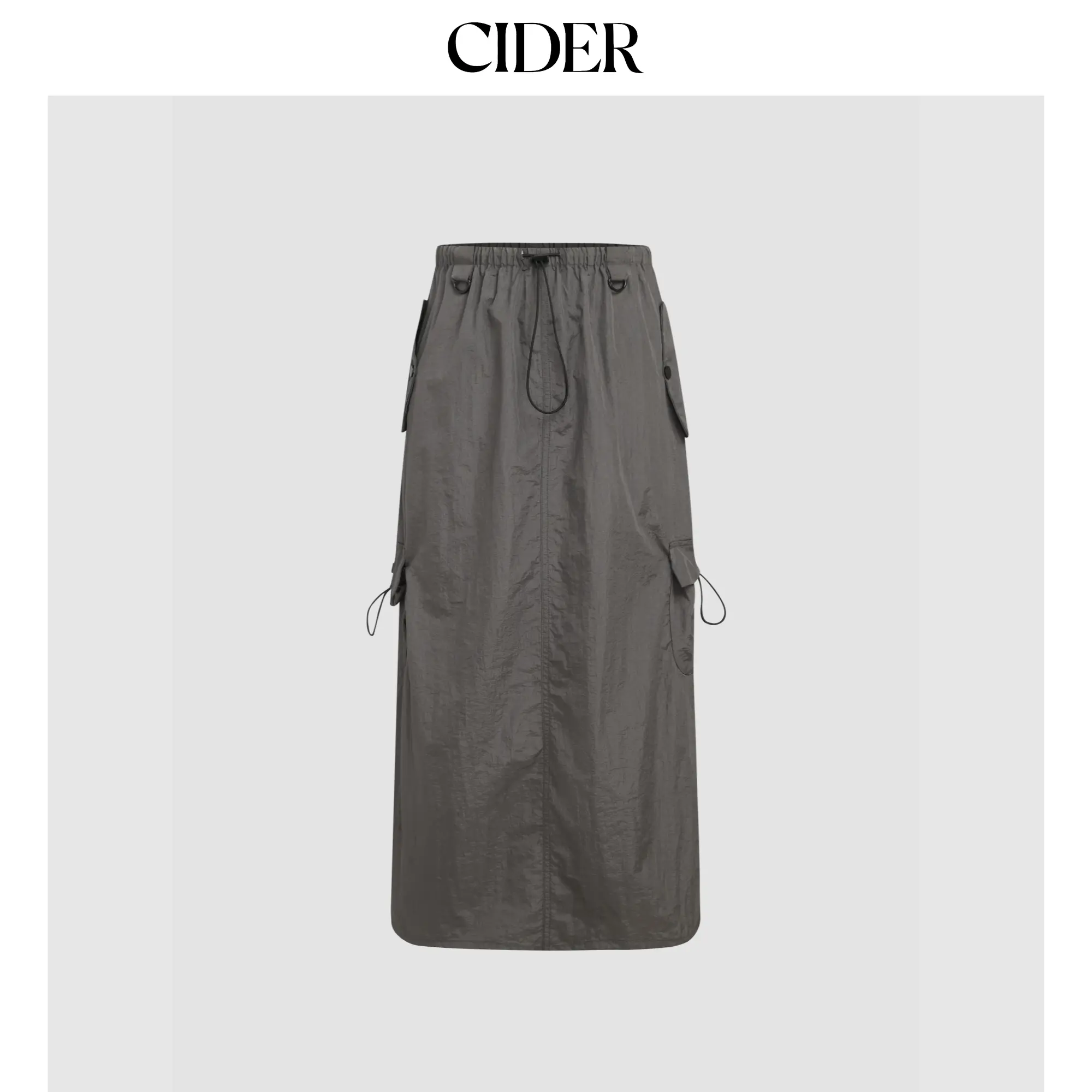 Cider Solid High Waist Cargo Parachute Skirt