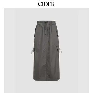 Cider Solid High Waist Cargo Parachute Skirt