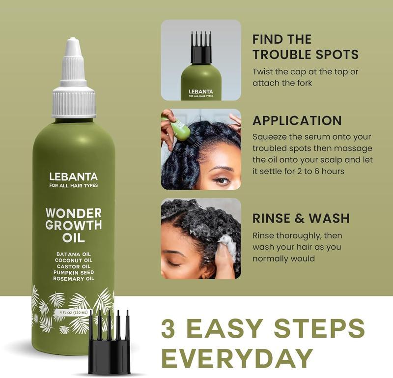 LEBANTA Wonder Growth Oil for All Hair Types - Hair Growth Serum to Prevent Thinning & Loss, Strengthen Hair, Soothe Dry Scalp