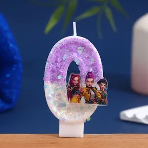 Hunter Girl Group Theme Digital Birthday Candles, Gradient Glitter Cake Toppers, Anime Character Party Supplies