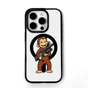 Monkey Holding Rifle Phone Case， Cartoon Style for iPhone 17 16 15 14 13 12 11 Plus Pro Max.A17