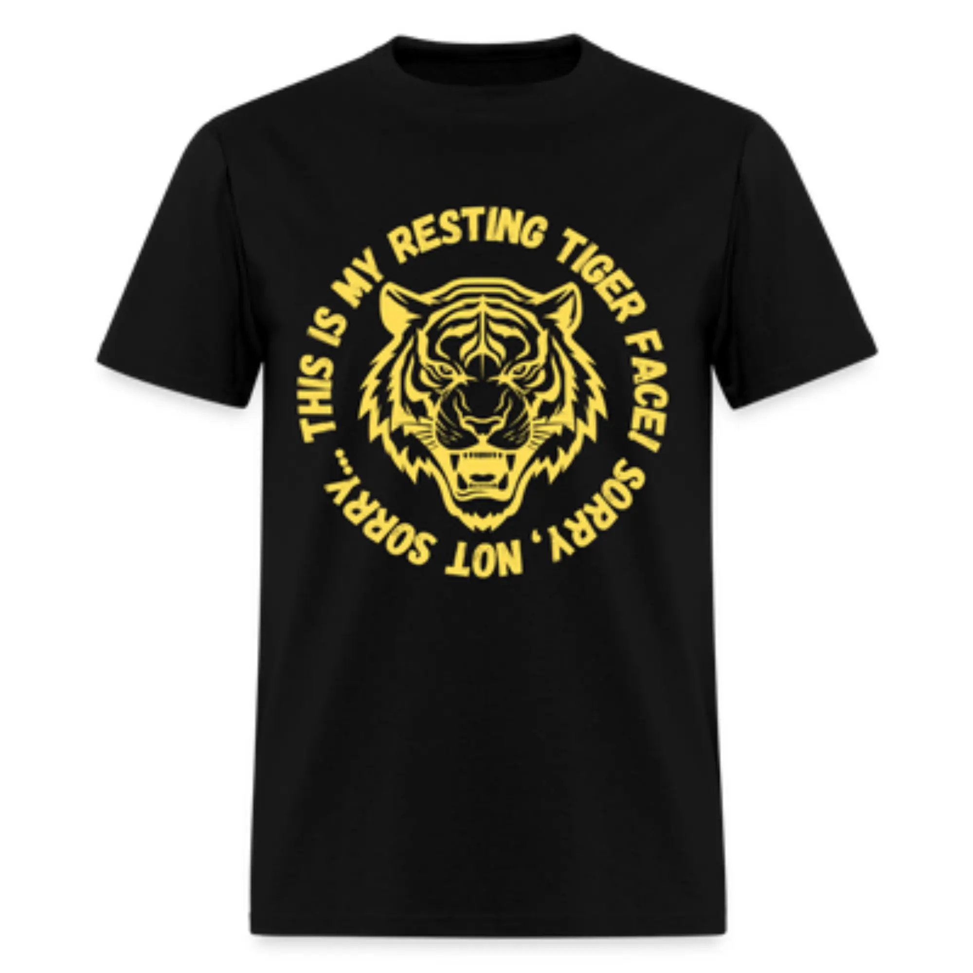 Men's Unisex Short-Sleeve Tiger T-Shirt - "This Is My Resting Tiger Face Sorry Not Sorry" Graphic, Fierce Animal Humor Gift, Wildlife Tops, Shortsleeve