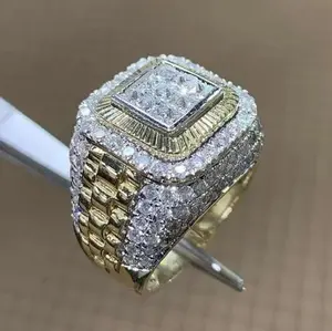 Mens 14K Gold Plated Hip Hop Iced CZ Ring One Size Fits Most