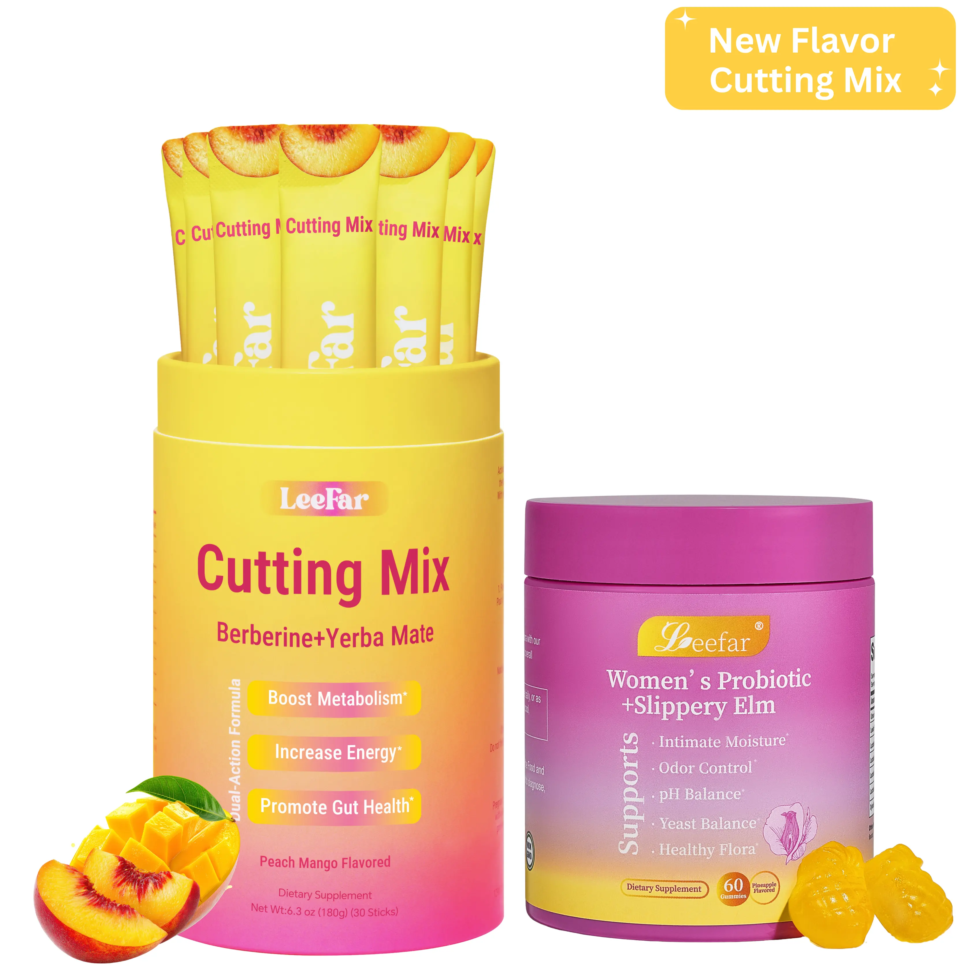 Cutting Mix| Peach Mango Flavor+She Juicy Women’s Probiotic| Pineapple Flavor