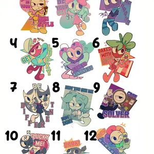 Dandy's world all characters keychains: Dandy, Poppy, Razzle and Dazzle, Connie, Flutter, Rodger, Boxten, Glisten, Sprout, Gigi, Pebble, Toodles