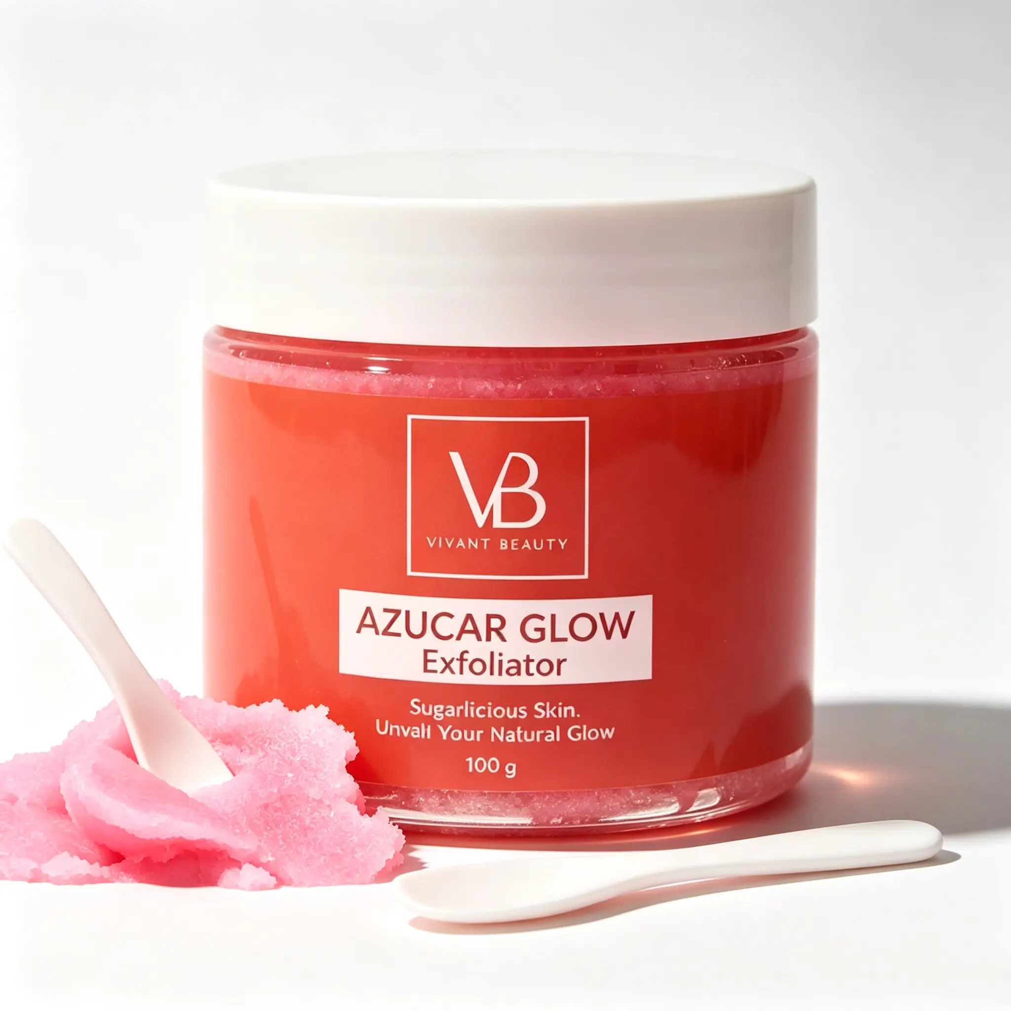 VB AZUCAR GLOW Brightening Sugar Scrub - Exfoliating Body & Face Polish to Remove Dead Skin & Fade Dark Spots. Deeply Hydrating Daily Care for Smooth, Radiant Skin (100g)