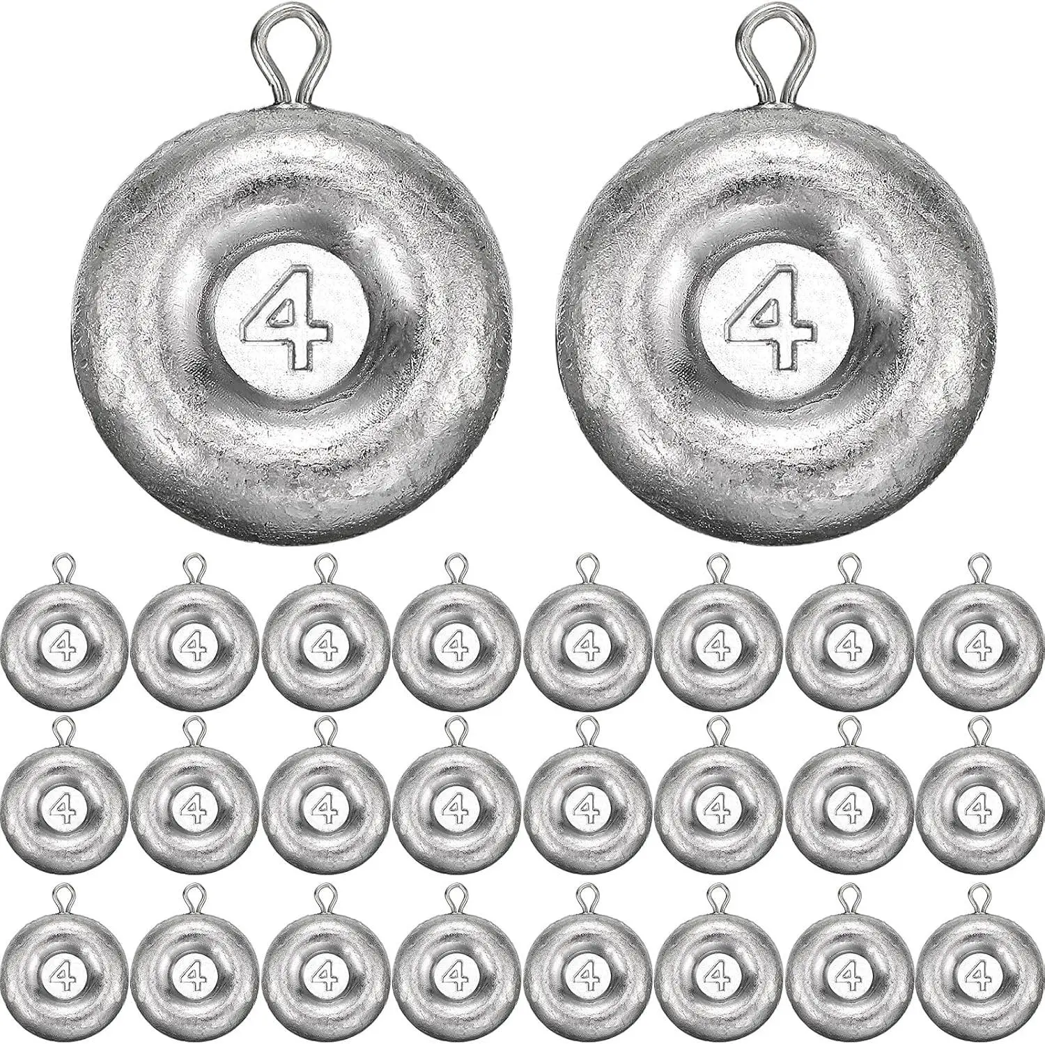 24 Pieces Fishing Disc Sinkers Weights Disc Sinker Fishing Sinkers Weights for Saltwater Catfishing Trolling Surf Tackle Rotatingpals