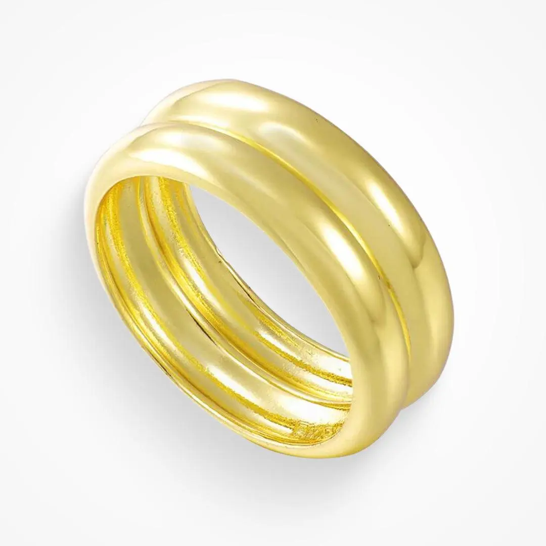 EVRY JEWELS Gold or Silver Plated Women's Hypoallergenic Double Up Ring