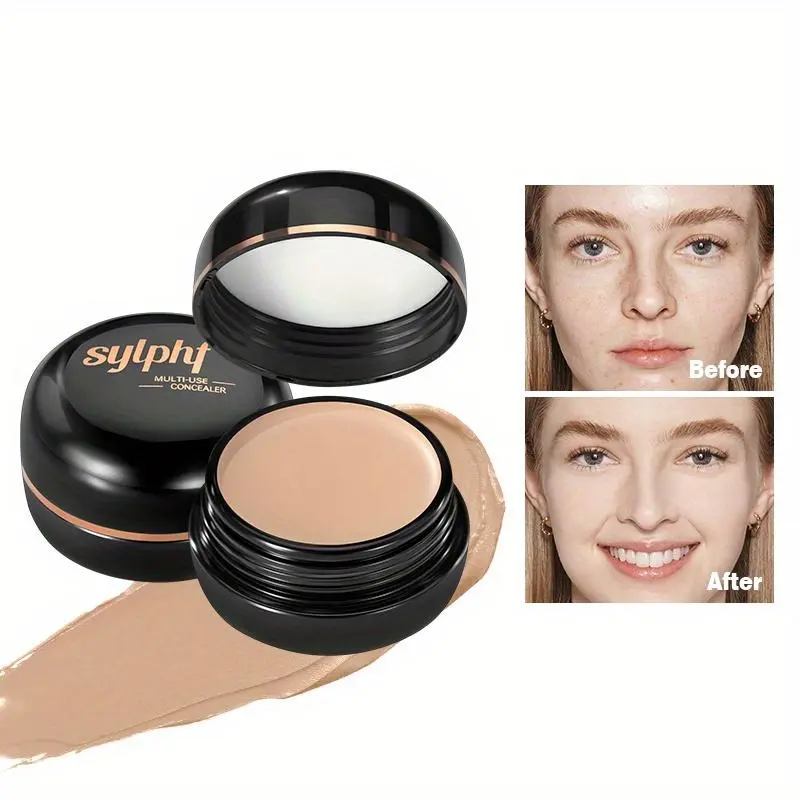 Long Lasting Concealer Palette, Blendable Long Lasting, Blurring Flawless Coverage, 1 Count Flawless Concealer Cream with Brush, Moisturizing Concealer, Hydrating, Makeup Palette, Cosmetic Product for Women & Girls, Foundation