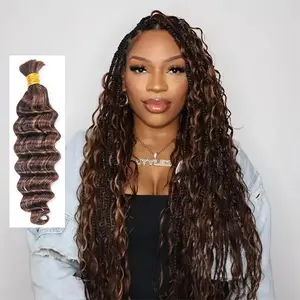 YWIGS Brown Deep Wave Bulk Human Hair for Braiding No Wefted Natural Color 100g Per Bundle #30, #4/27/30 #Summervibes YWIGS Brown Deep Wave Bulk Human Hair for Braiding No Wefted Natural Color 100g Per Bundle #30, #4/27/30 #Summervibes