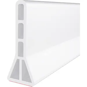 3" High 67 IN Collapsible Silicone Shower Threshold Water Dam White for Curbless Shower Bathroom and Kitchen Wet and Dry Separation