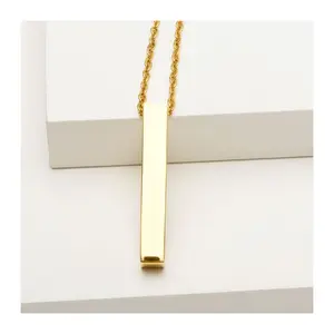 Verve Men's Goldtone Steel Vertical Bar Pendant with Chain