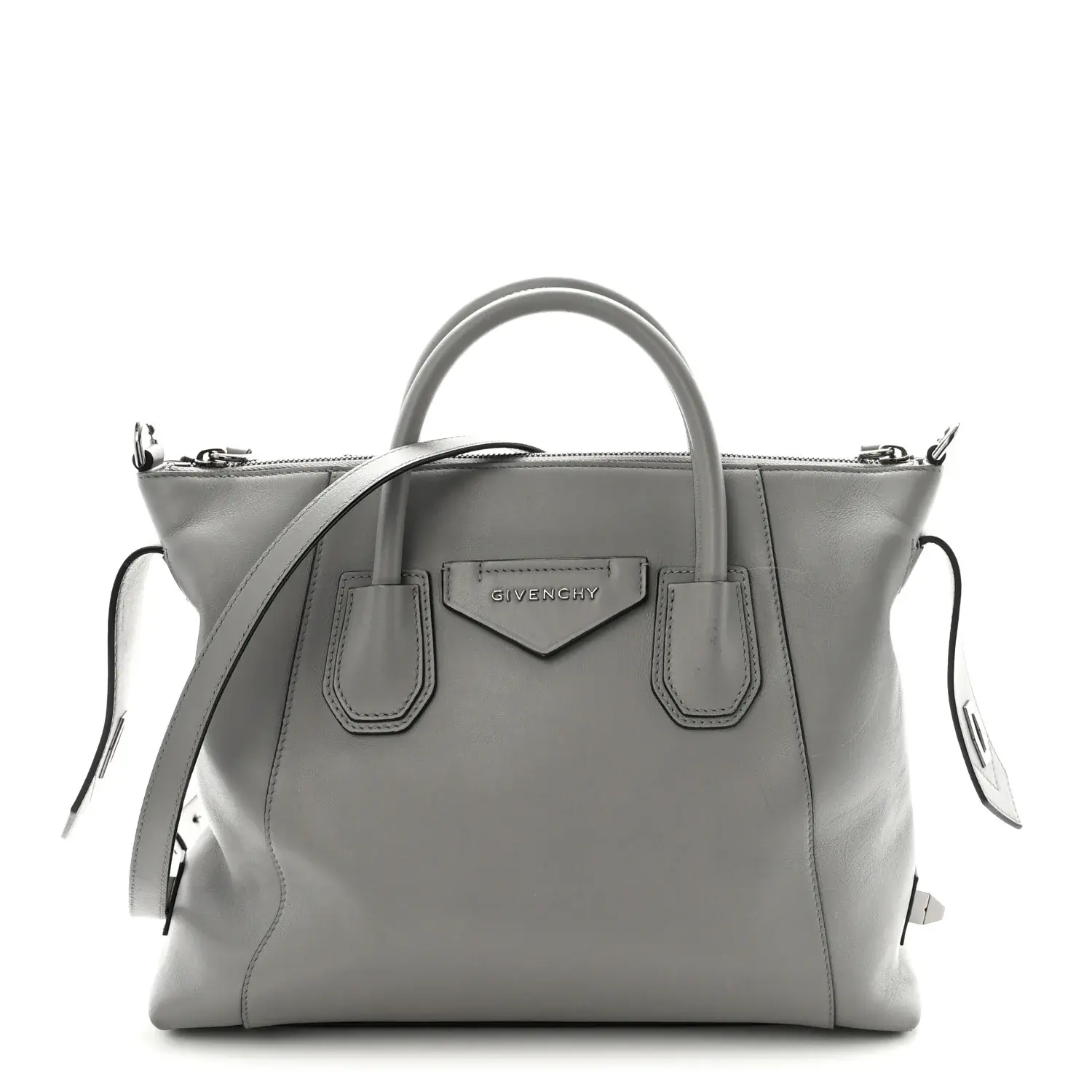 Pre-owned GIVENCHY Leather Shoulder bags Calfskin Small Soft Antigona Pearl Grey