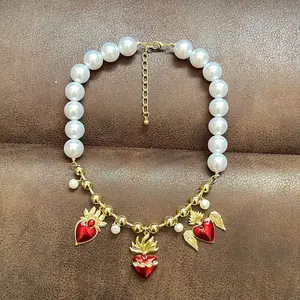 Statement handmade heart necklace e