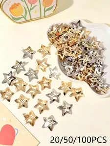 20/50/100pcs Women's Cute Star Design Hair Clips Hairpins, Hair Clip Set, Summer 2024 Casual New Trendy Plain Color Hair Clips, Fashionable Y2k Hair Accessories for Daily Hairstyle Decoration