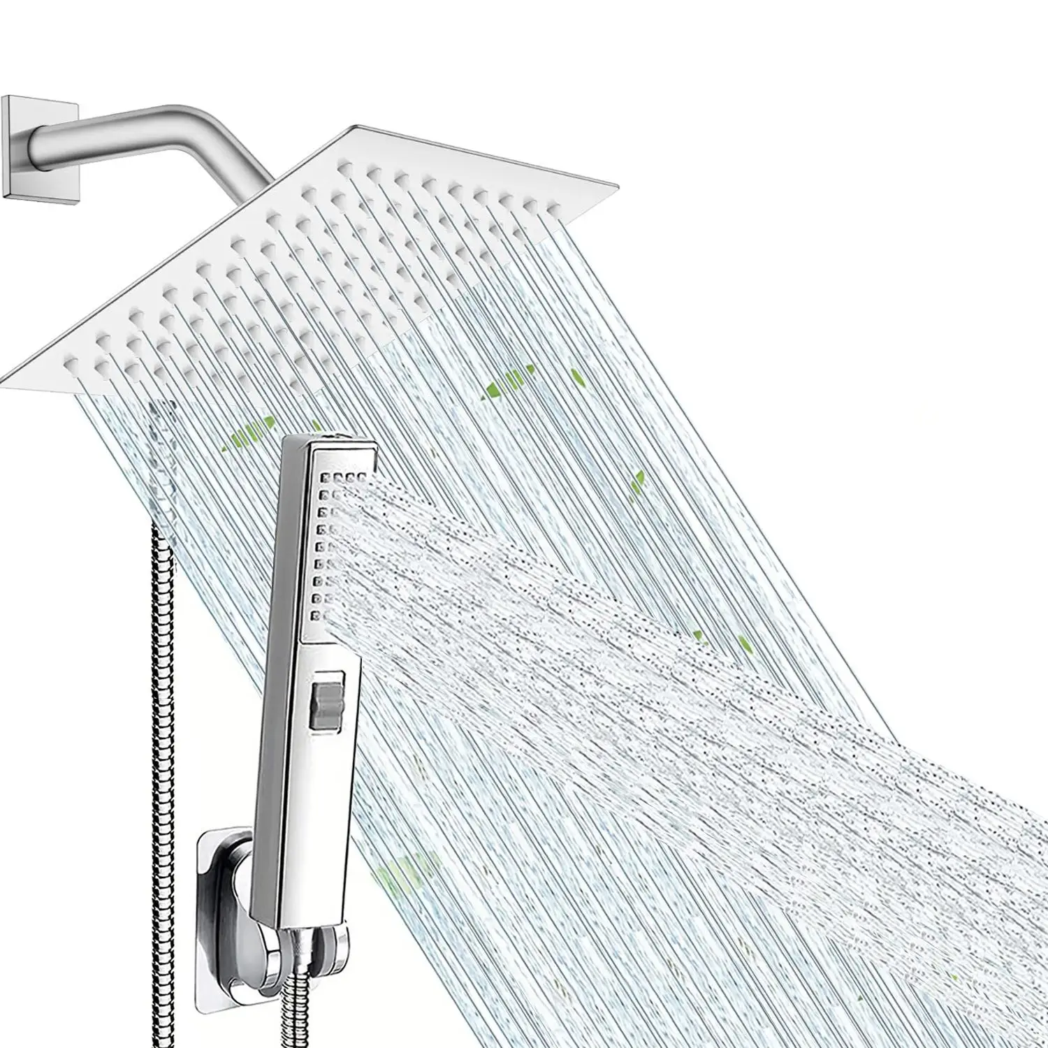 Shower Head Set, 1 Set 6/8 Inch Household Rainfall Shower Head & Handheld Spray Head Set, Multi-mode Shower Nozzle with Long Hose