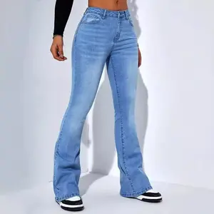 Women’s High-Waist Straight-Leg Slim-Fit Stretch Denim Bootcut Jeans, Versatile for Any Outfit