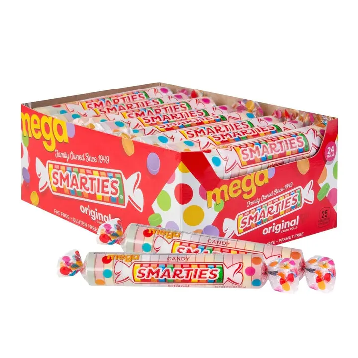 Smarties Mega Rolls Candy Mega Rolls, 24 Count Box, 54 Oz – Assorted Fruit Flavored Candy Rolls, Gluten-Free Sweet Treats, Bulk Candy for Parties, Events & Sharing