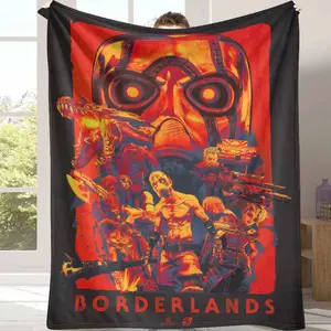 Borderlands Flannel Blanket, Vault Hunter Game Print, UltraSoft, Lightweight, Warm, Perfect for Game Room Decor, Living Room, Bedroom, Gaming Nights, Birthday Gifts, Holiday Presents, Cosplay Enthusiasts, and Borderlands Series Fans.
