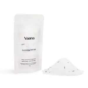 Vaana Bath Salt with Epsom Salt for Relaxing Muscles and Calming Essential Oils and dried florals soap skincare Eucalyptus Cleanser Cleansing