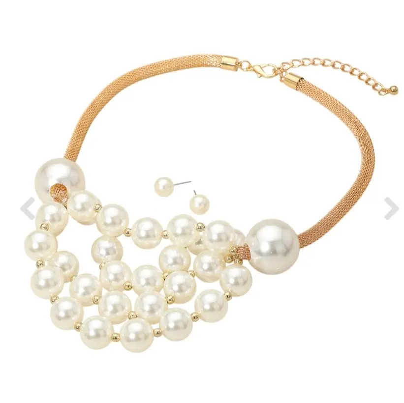 Pearl Cluster Necklace